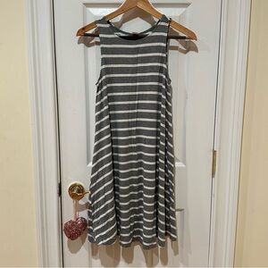 Old Navy Gray and White Striped A-Line Mini Dress, Size Small